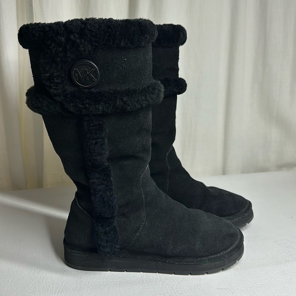 Michael Kors Black Suede and Fur Mid Calf Boot, 6M